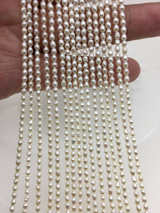 AAA 2.5-2.7x3.6-4.9mm white rice pearls, oval loose pearl beads, diy pearl, genuine pearl, Cultured pearl, diy pearl beads, LR2-3A-23