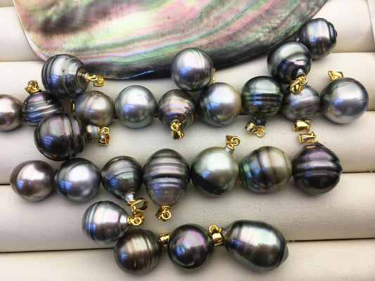 1pc 11-14mm Mix Color Baroque Drop Tahitian sea pearl pendant,S925 Sterling silver pendant,NC1-T28