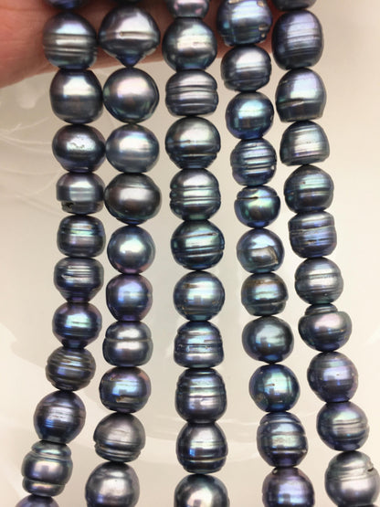 16.5'' AA 11.5-12.5mm blue black button freshwater pearls, Cultured pearl, diy pearl beads, gift for her, necklace, Christmas, SM12-T5