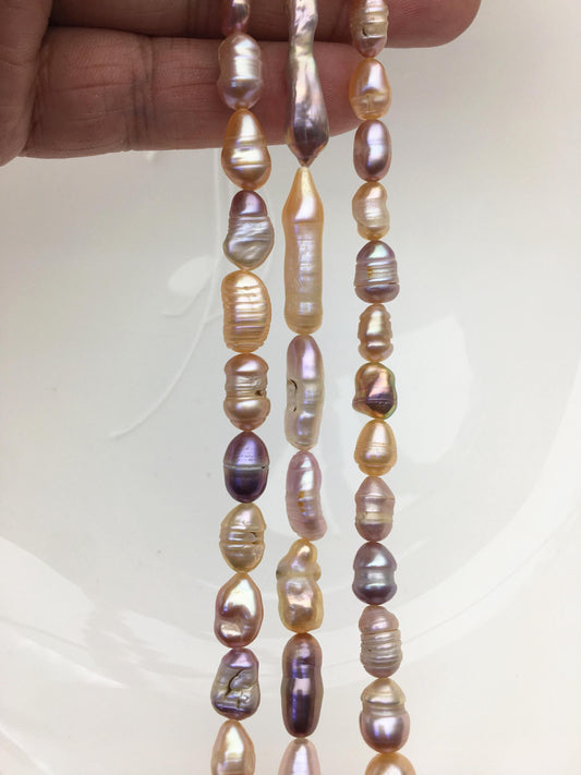 3 strands AA 5-8mm natural pink purple baroque Freshwater Pearl,DIY Loose Freshwater Pearl,ZS-200-T2