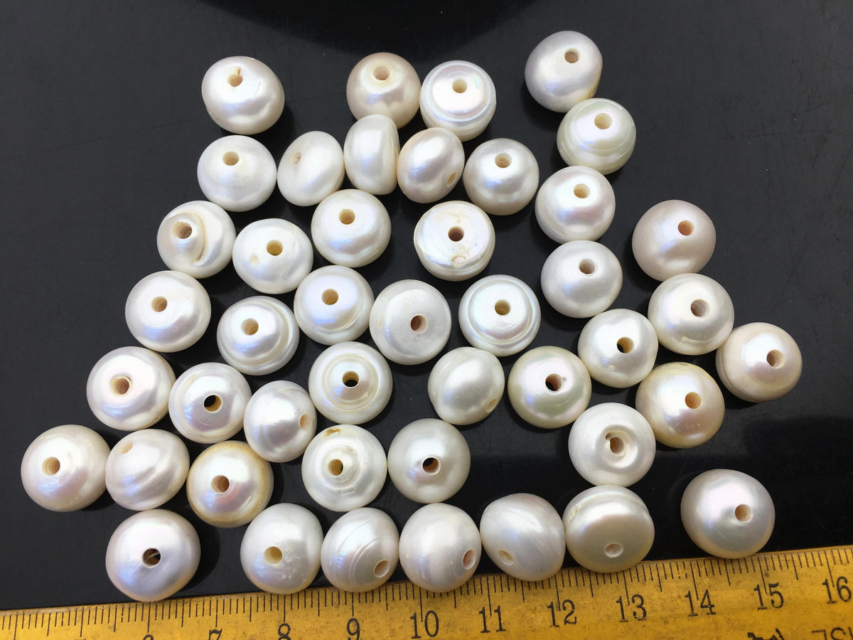 20pcs AA+ 12-13mm Big white button round freshwater pearls, 2.2mm large hole, Rondelle pearl Beads, loose freshwater pearl, SM12-2A-3