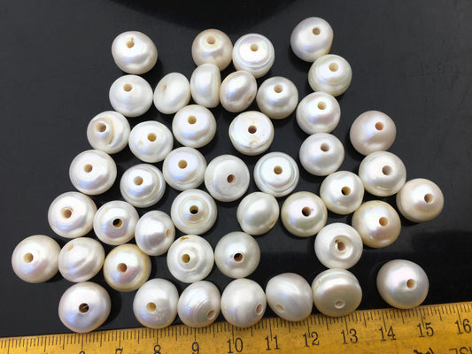 20pcs AA+ 12-13mm Big white button round freshwater pearls, 2.2mm large hole, Rondelle pearl Beads, loose freshwater pearl, SM12-2A-3