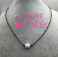 12mm Very Big Rice Pearl Leather Choker Necklace, Pearl Leather Necklace, freshwater rice pearl necklace, Le1-073