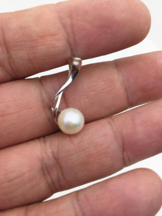 AAA 9mm White Round Pearl Pendant, natural color pearl,pearl necklace - NC1-T30