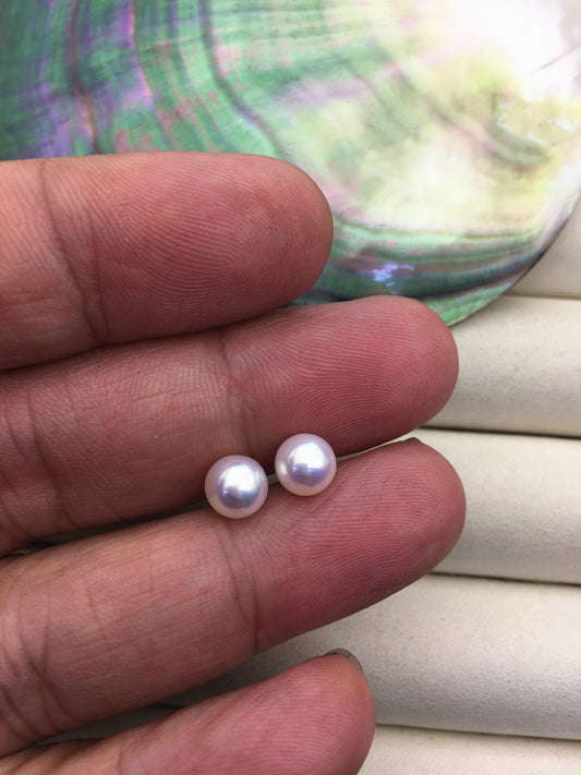 AAA+ 14k goldfilled 6.5-7mm White Round pearl stud earrings, 18k Gold-Bridal Earrings-Wedding Jewelry-Birthday gift, SE3-147