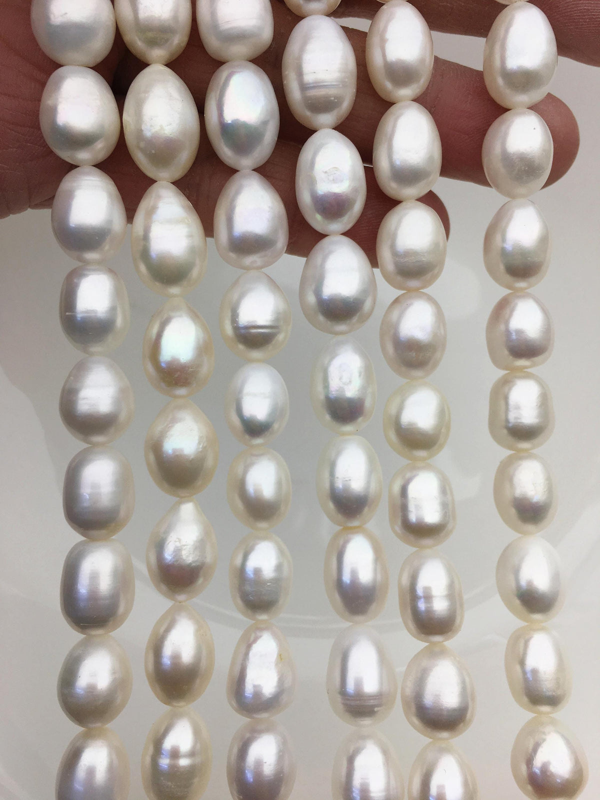 AA+ 9.3-11mm white long rice freshwater pearls,LR11-T2