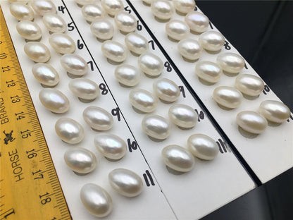 AAA 10mmx12.5-15mm white LONG rice freshwater pearls, tear drop pearl earrings, dangle pearl earrings, white rice pearls, custom hole, LR10-3A-9