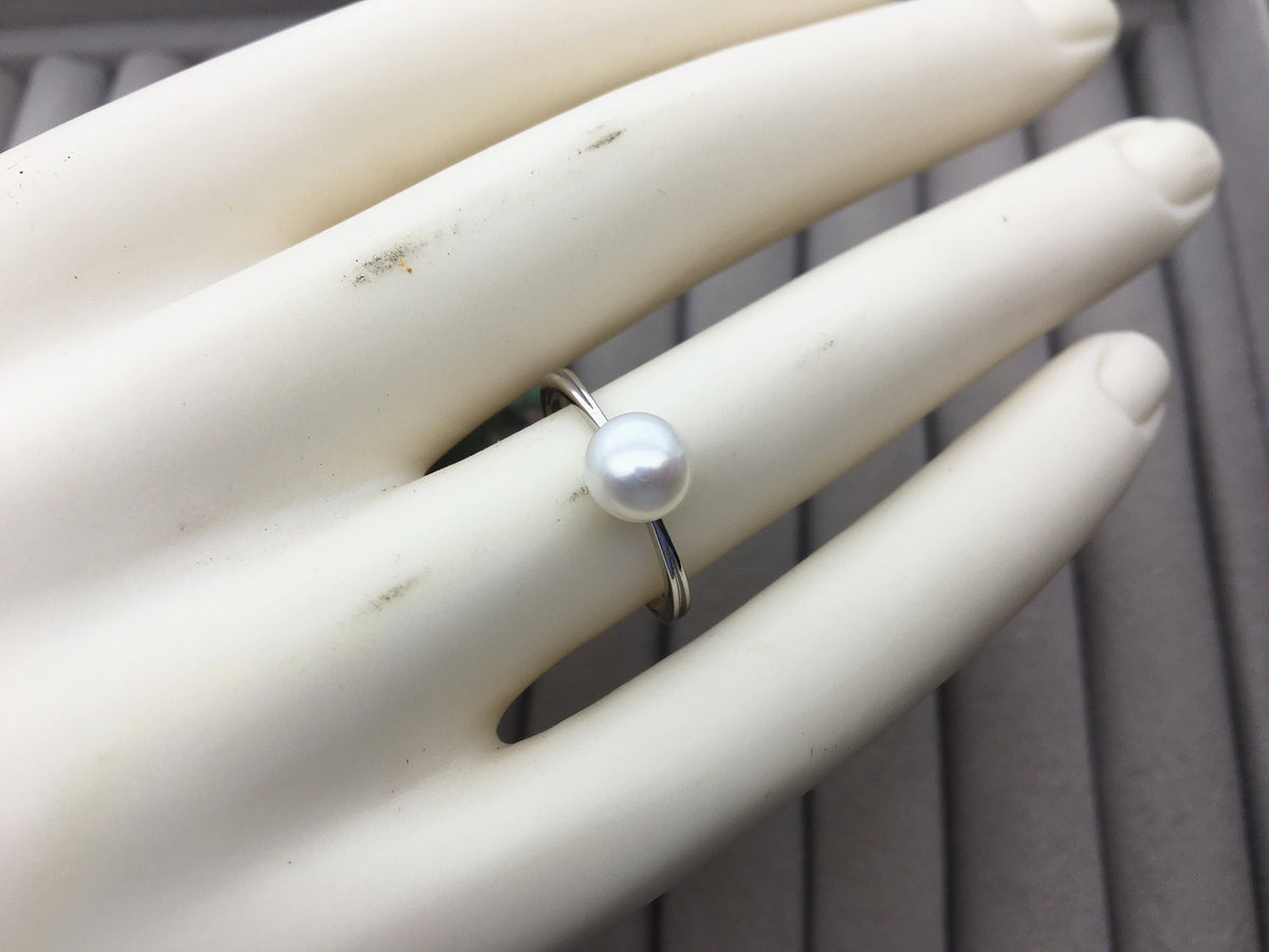AAA white Pearl Genuine Sterling silver ring, anniversary ring, wedding rings for women, sterling silver 925 open ring jewellery, R1-042