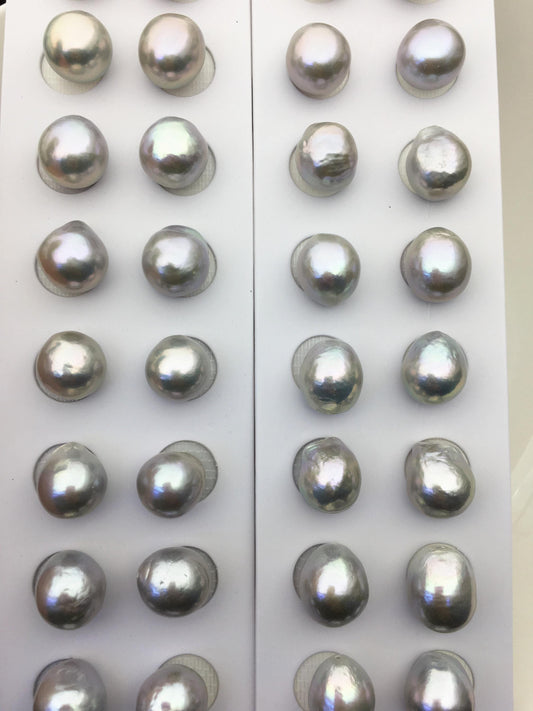 5pairs AAA 12-13mm Gray baroque drop edison freshwater pearl Pair,no hole,ED11-3A-2-43