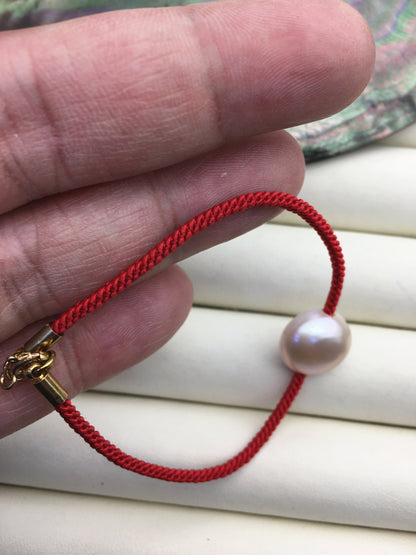 6.5'' AA+ 14mm big coin white/light pink pearl thread bracelet,B8-T6-13
