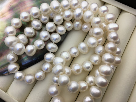 32'' AA+ 10mm white potato pearl Necklace,white Pearl necklace,NPN1-018