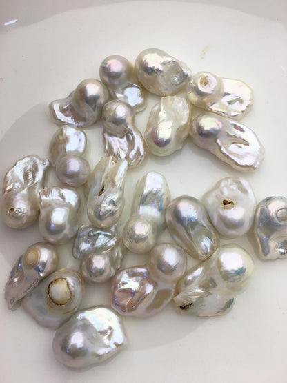 10pcs A+ 13-15mm White Flame ball Pearl - no hole,FL15-T5
