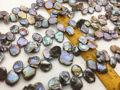 AA+ 12-16x13-17mm Gray Bronze Keshi Pearls, high luster, good quality, wholesale price, baroque pearl, keshi pearl strands, ZS-129-9-7