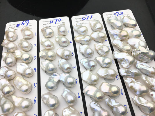 1 pair AAA 14-18x20-28mm White Flame ball Pearl Pairs-0.9mm top half hole-large Baroque freshwater pearl pairs, Fire Ball Pearl, FL15-3A-8-43