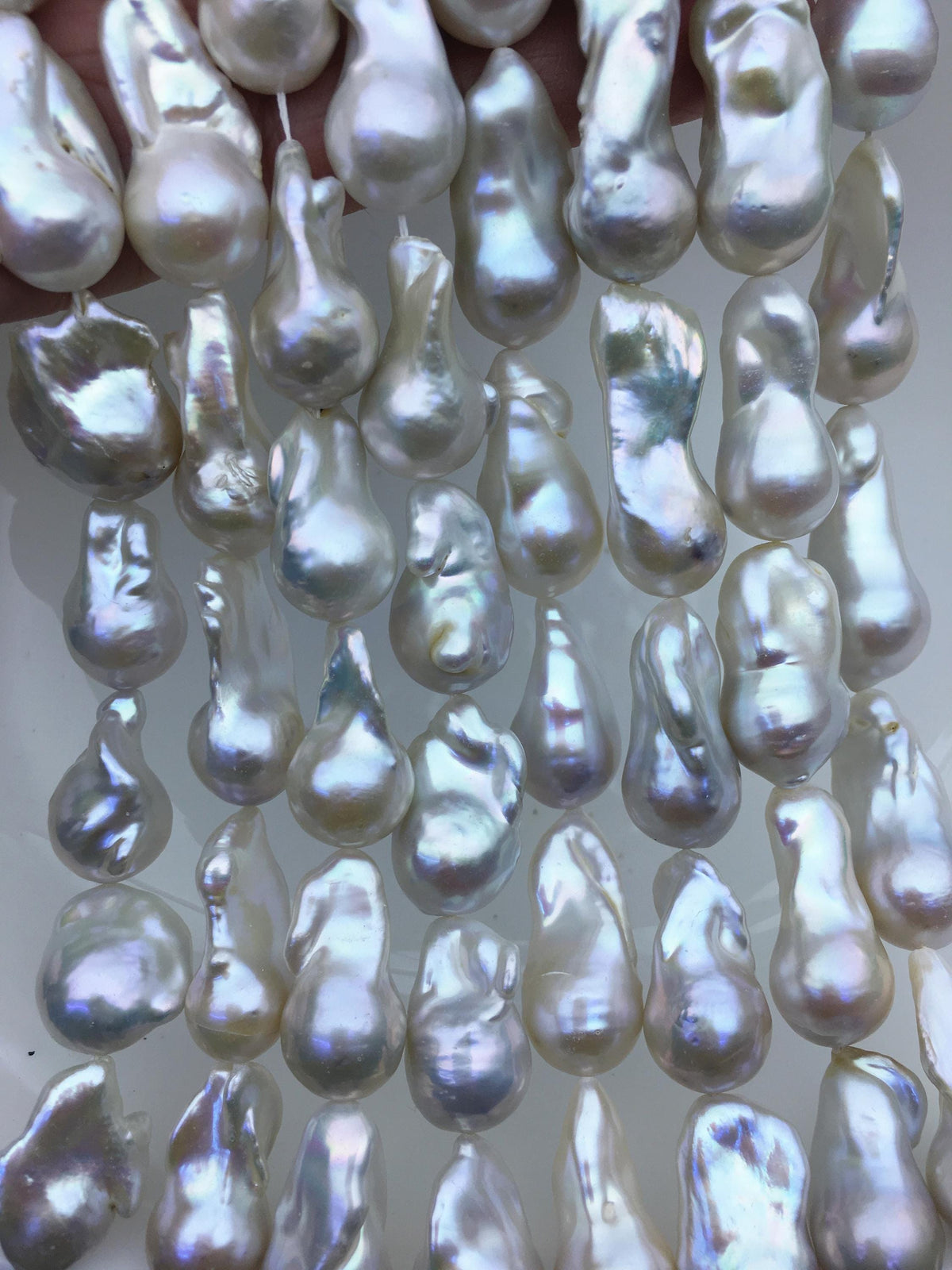 15.5'' AAA 13-15mm White flame ball pearl,FL15-3A-7-30