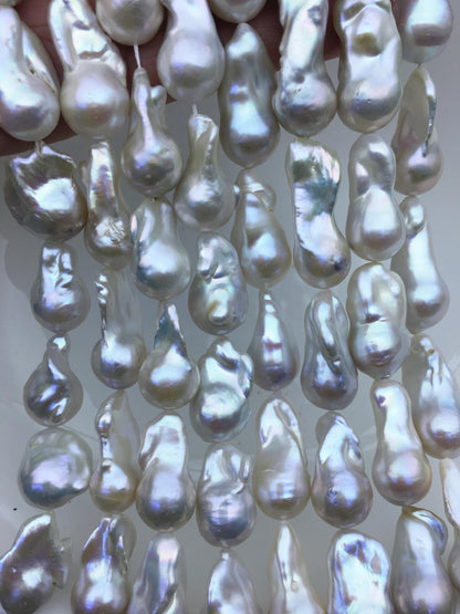 15.5'' AAA 13-15mm White flame ball pearl,FL15-3A-7-30