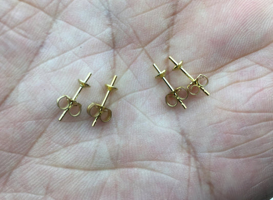 2pairs 3mm cup14k goldfilled Stud Earrings, DIY earrings jewelry,AGF-ER-008