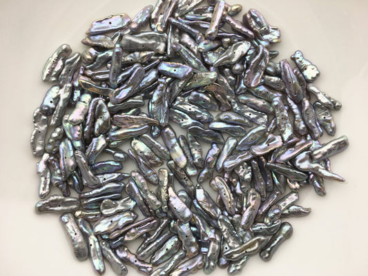 20pcs AA+ 6-7mm Gray Keshi Biwa keshi Freshwater Pearl,0.7mm center drill hole,ZS-T15