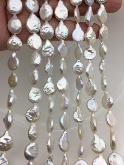 AA+ 11-12mm White Drop Coin freshwater pearls,diy bead,flat round pearl bead,COIN12-2A-2-24