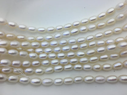 AAA- 7.3-8mm x 9.5-11mm Cultured White Freshwater Rice Pearls beads, drop pearl necklace, diy pearl beads, gift for her, LR8-2A-1
