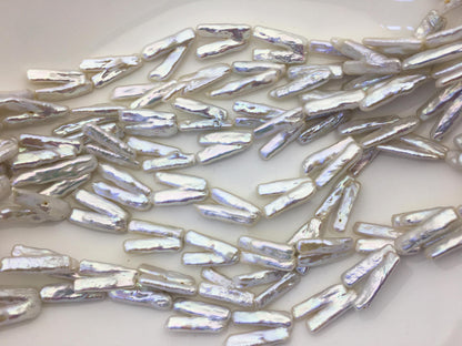 15.5'' AAA 9-12mm White rectangle pearls,ZS-80-25-6