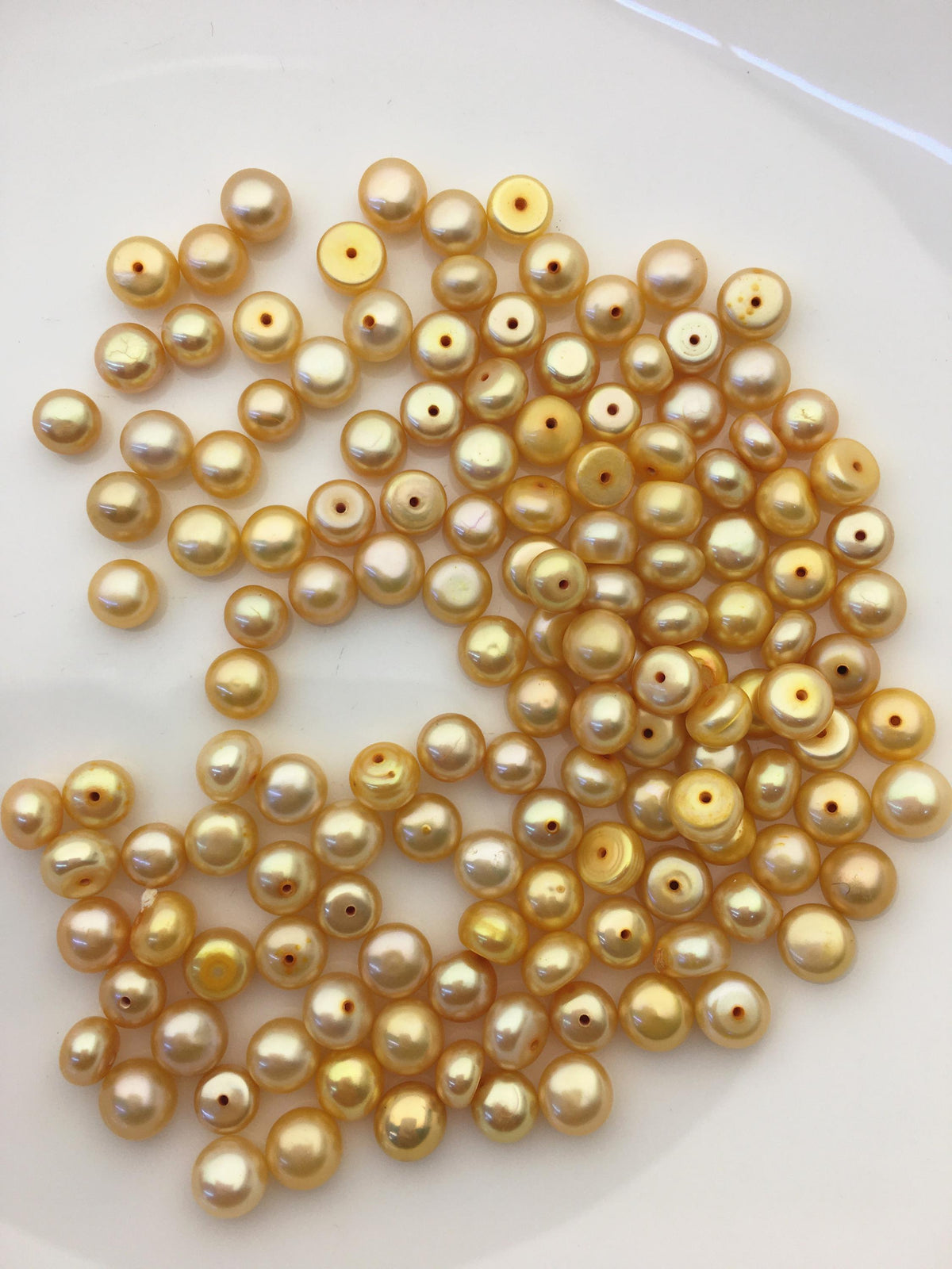 30pcs AA+ 6-7mm deep yellow Button Round pearls,0.9mm half hole,BTN6-T10