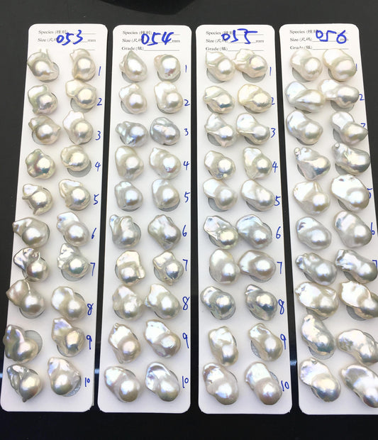 1 pair AAA 13-16x19-25mm White Flame ball Pearl Pairs - 0.9mm top half hole, large Baroque freshwater pearl pairs, FL15-3A-8-39