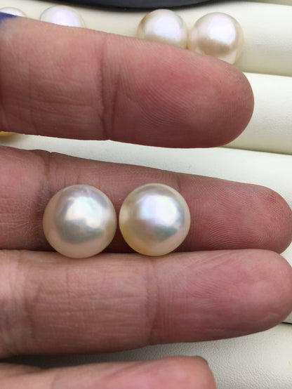 1 pair 12/13/14/15mm Mabe Pearl Pair, Half Ball Button Round Shape, salt sea pearl, made in japan, MB15-2A-1
