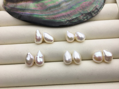 2 pairs AAA 9mm Tear Point White Nugget baroque loose pearl pairs for dangle earrings - Freshwater Pearls earrings - ZS-103-37-40