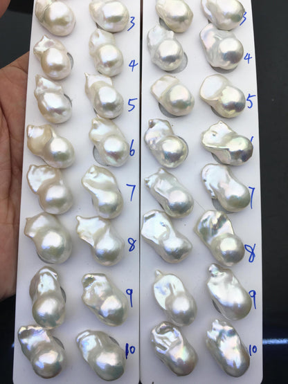 AAA 13-15x18-22mm White Flame ball Pearl Pairs - large Baroque freshwater pearl pairs,top half hole,FL15-3A-8-76