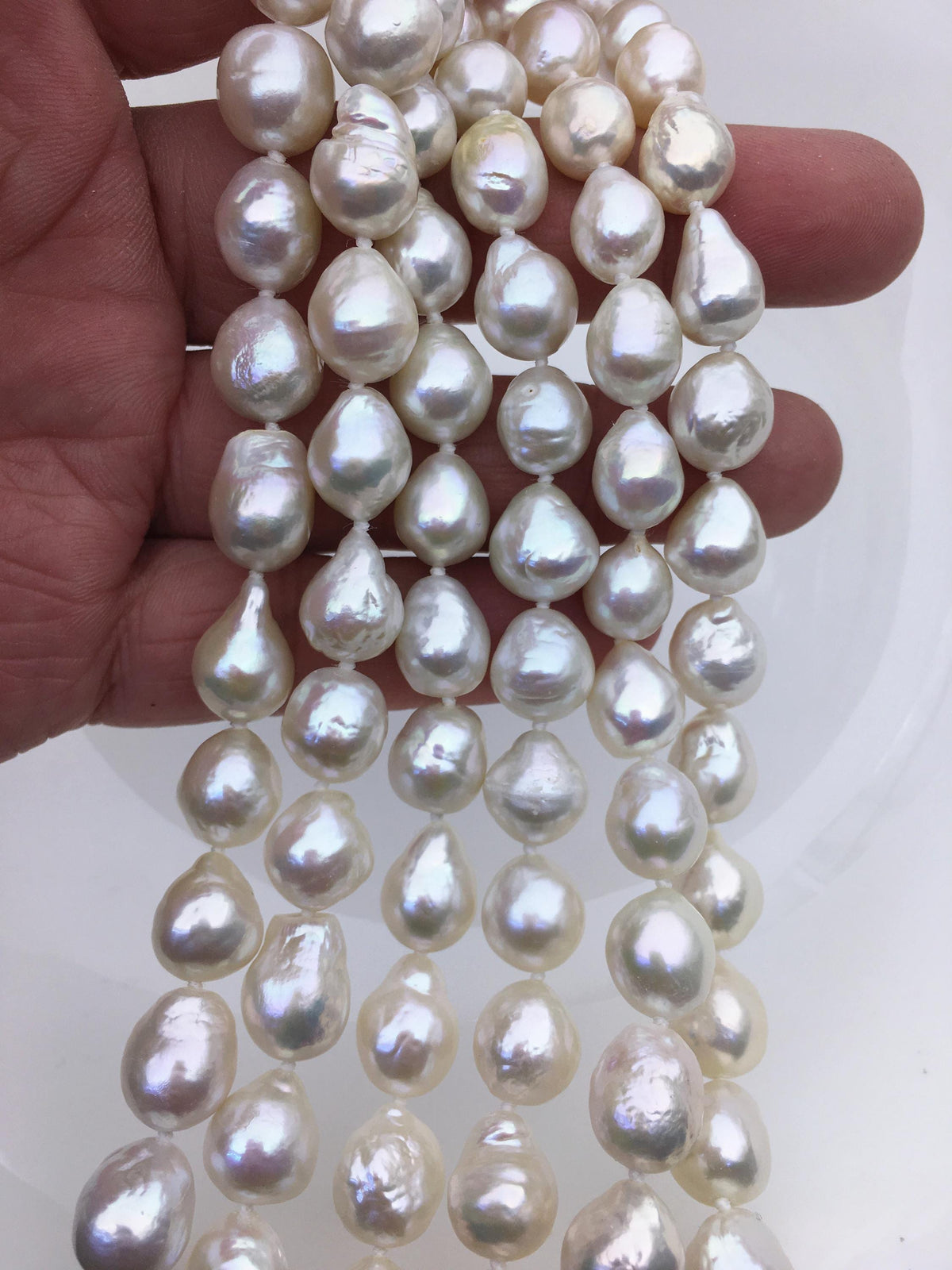 17'' AA+ 9-11mm white baroque drop edison freshwater pearl necklace,NPN1-T30-11