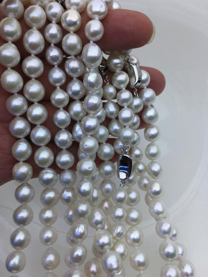 High Luster!17.5'' AAA 8-10mm white baroque drop edison freshwater Pearl necklace, genuine Natural Pearl Necklace, NPN1-T30-2