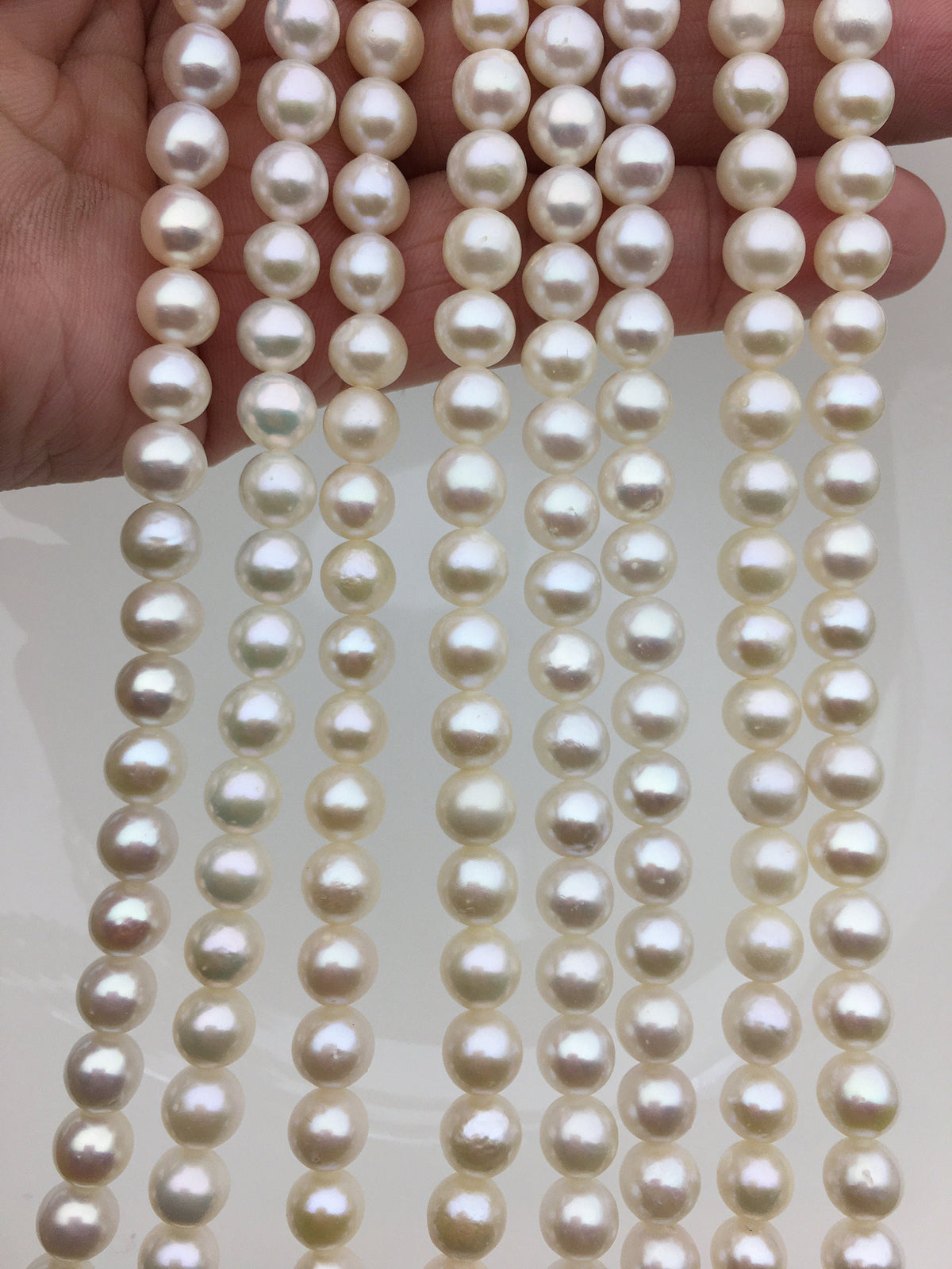 AA+ 6.4-7.3mm white round freshwater chinese pearls,RP7-2AY-BDa-1