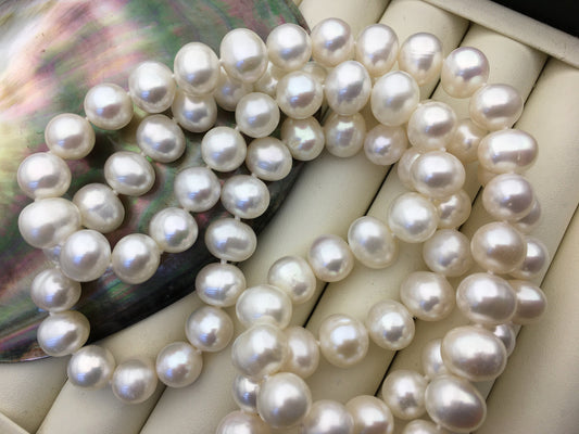 32'' AA+ 10mm white potato pearl Necklace,white Pearl necklace,NPN1-018
