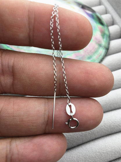 16" s925 Sterling Silver 0.65MM O Chain Necklace With Round Clasp, No adjust ball, need handmade finish part, S925 Chain Necklace, ASL-NC-5