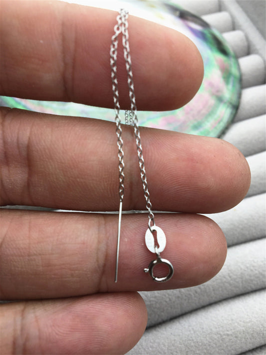 16" s925 Sterling Silver 0.65MM O Chain Necklace With Round Clasp, No adjust ball, need handmade finish part, S925 Chain Necklace, ASL-NC-5
