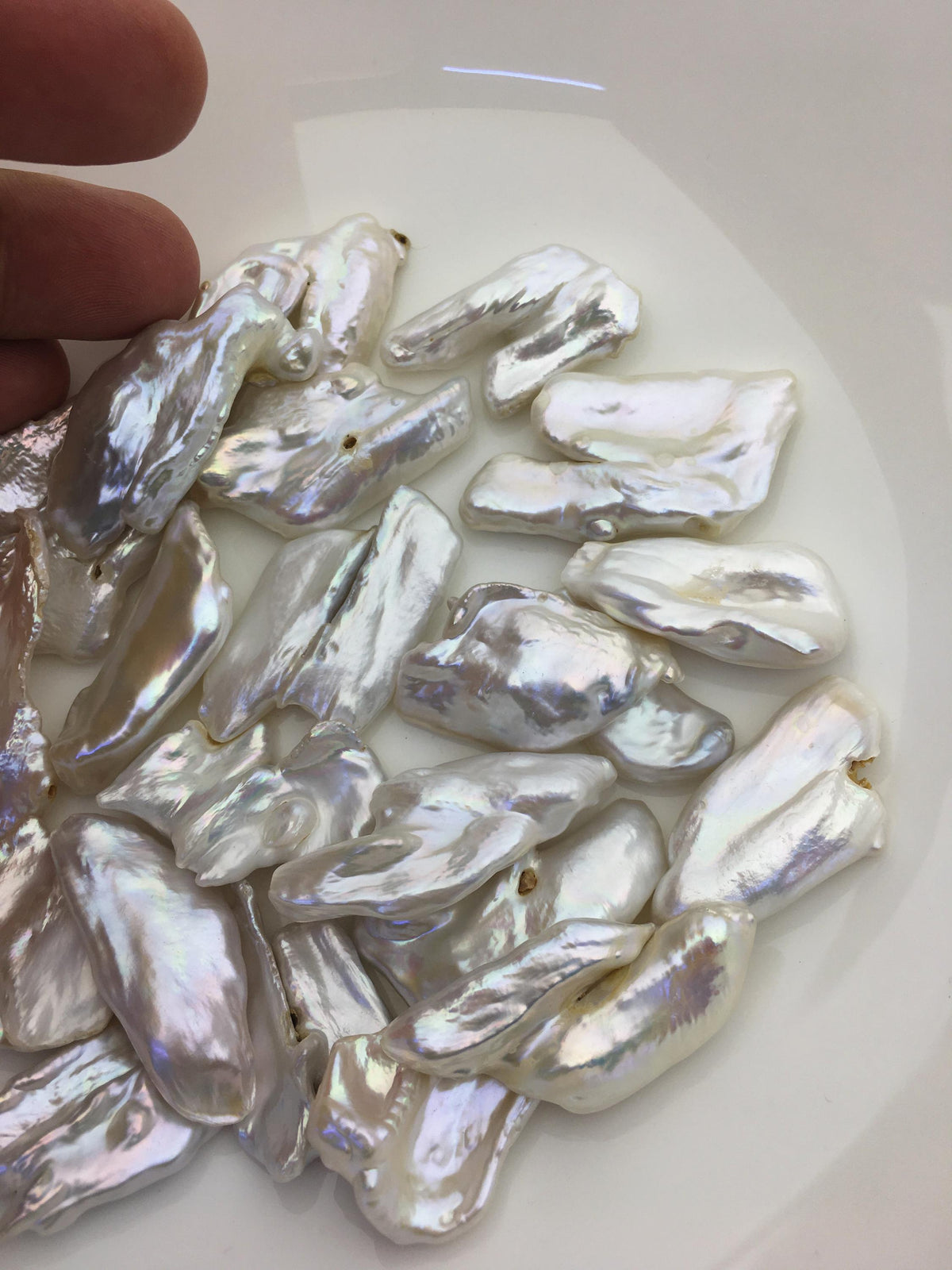 22pcs AA 14-25mm white biwa keshi Freshwater Pearls, no hole,ZS-80-1-16