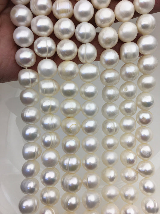 AA 10.4-11mm white Near Round potato freshwater pearls, 1.5mm, 2.0mm, 2.2mm, 2.5mm, 3.0mm big hole, pearl for DIY, CR10-2A-SLWc-1