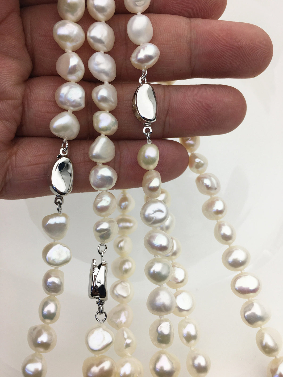 17.5'' AAA 8-9mm White Nugget Freshwater Pearl necklace,NPN1-T44