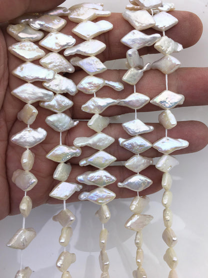 AA+ 8-9mm White diamond Shape Freshwater Pearl,ZS-119-30