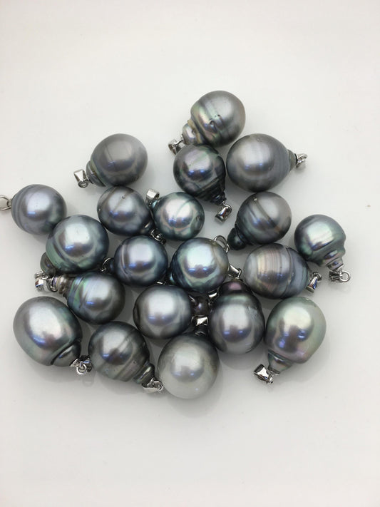 1pc 11-15mm Big Genuine Gray Rice Tahitian Pearl Pendant, natural color sea pearl,pearl necklace - NC1-T50