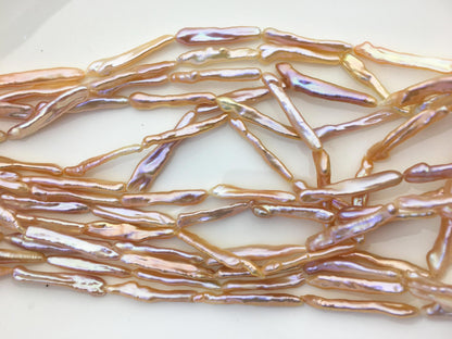 15.5'' AAA 4-6mm natural orange rainbow Toothpick pearls,ZS-80-25-12