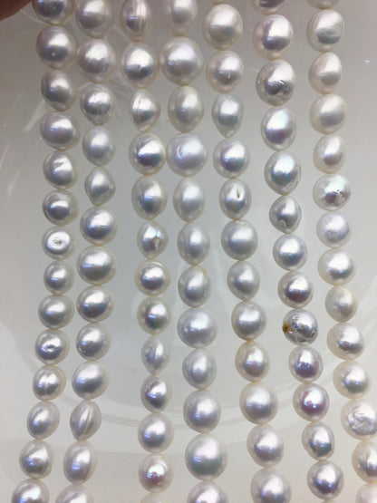 AA 7.7-9mm white button round freshwater pearls,White Rondelle pearl Beads,SM8-T3