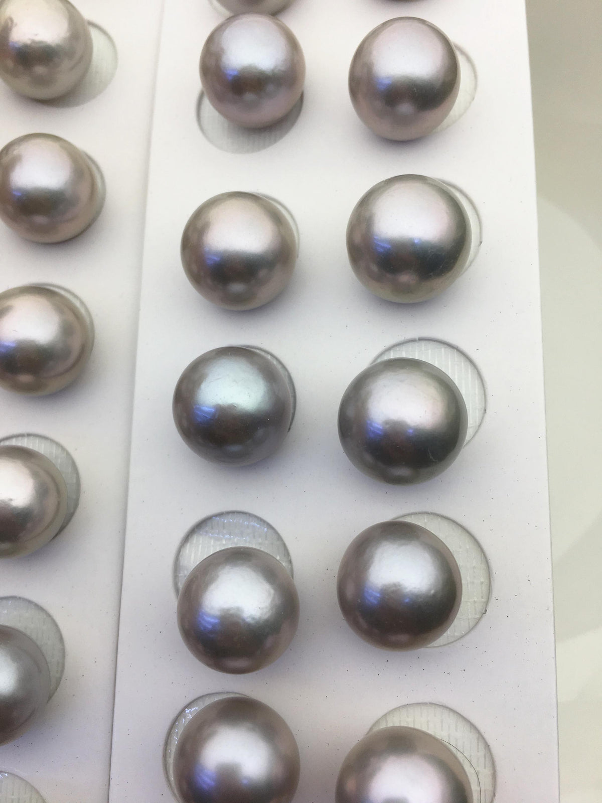 2 pairs AAA 13-14mm Gray Round edison freshwater pearl,half hole, RP13-3A-8