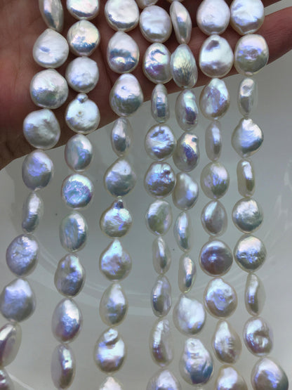 AA+ 10-11mm White Coin freshwater pearls,diy bead,flat round pearl bead,COIN12-2A-2-3