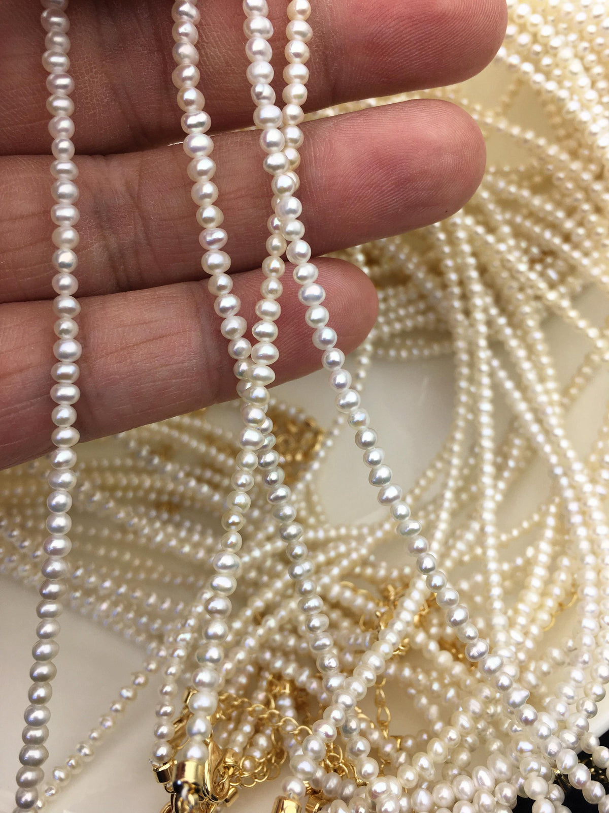 16+2'' AAA 2.5-3mm tiny white potato freshwater Pearl necklace, genuine freshwater Pearl necklace, Natural Pearl Necklace, NPN1-058
