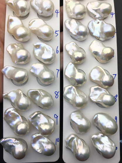 1 pair AAA 13-18x20-28mm White Flame ball Pearl Pairs-0.9mm top half hole-large Baroque freshwater pearl pairs, Fire Ball Pearl, FL15-3A-8-41