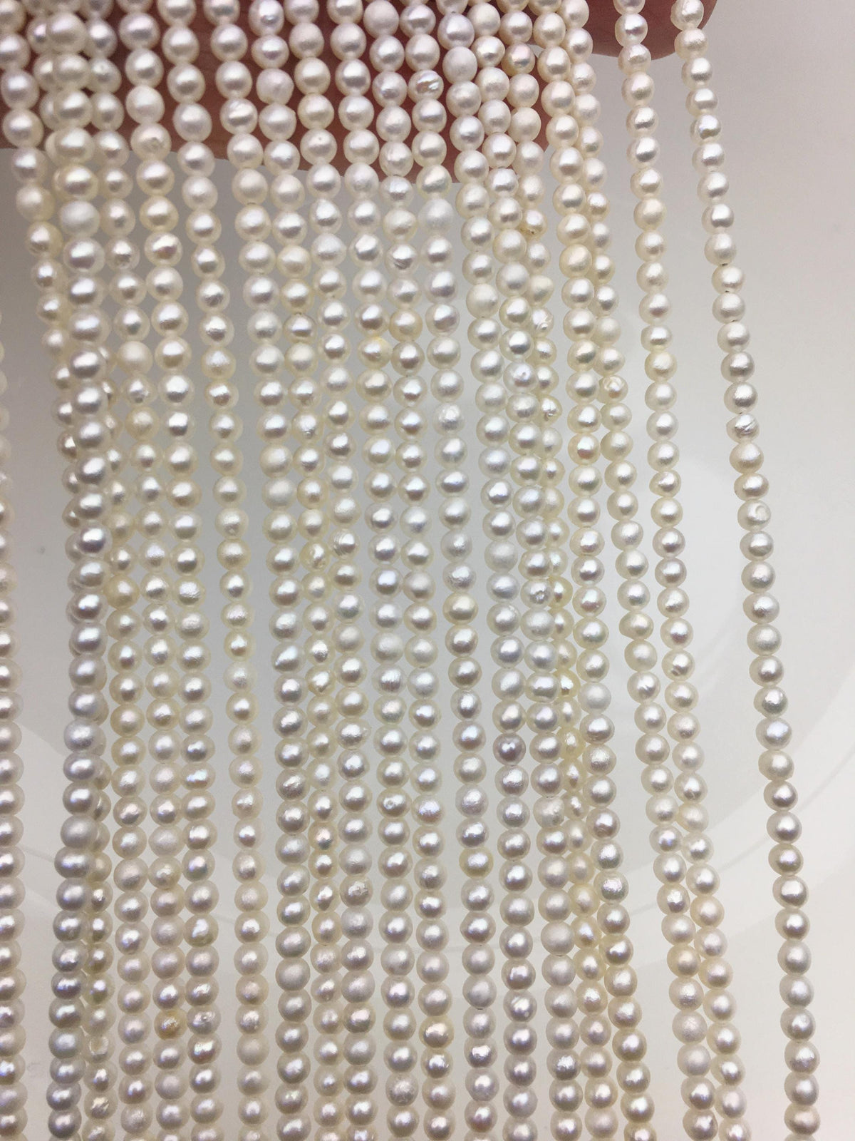 2 strands A+ 3-3.5mm White near round freshwater pearls,white round pearl,pearl wholesale, RP3-T5
