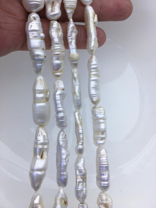 4 strands A 6-13mm white Thick Keshi Biwa Pearl Necklace,ZS-200-120-9