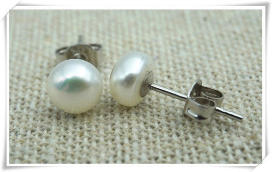One pair white pink purple pearl earrings, Ivory Pearl studs, Sterling Silver, pearl stud earrings, kids stud, little girl earrings, SE1-008